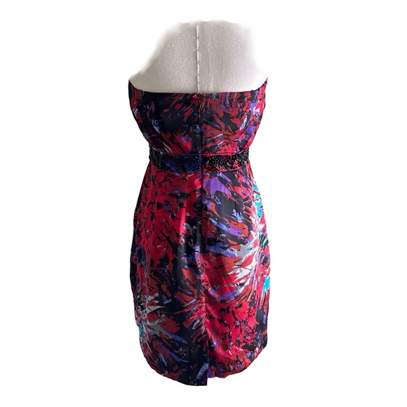 Women’s BCBGeneration Strapless Cocktail Red Black Beaded Waist Size 2 - Picture 6 of 16